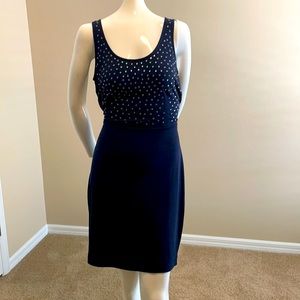 Love Moschino Dress Top Fully Embellished M Navy Blue Open V Back NWOT not worn